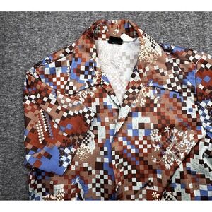 VINTAGE JCPenney Towncraft Rockabilly Camp Collar Shirt Sz M Disco Floral *READ*